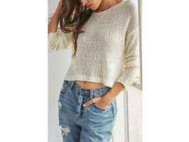 Ribbed Open-Knit Top