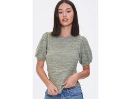 Marled Peasant-Sleeve Top